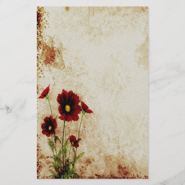 Red Floral Stationery (Front)