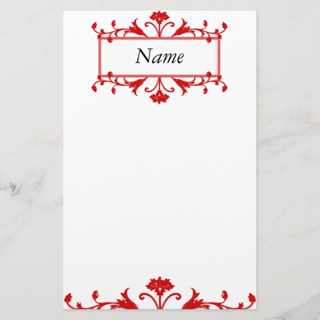 Red Floral Stationery (Front)