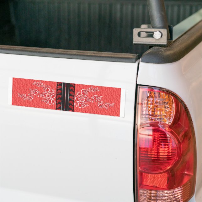 Red Floral Sticker | Gothic Aesthetic Decal (On Truck)