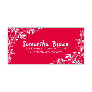 Red Floral Swirls Self-inking Stamp