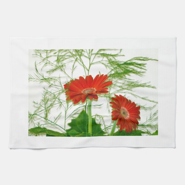 Red Floral Tea Towel (Horizontal)