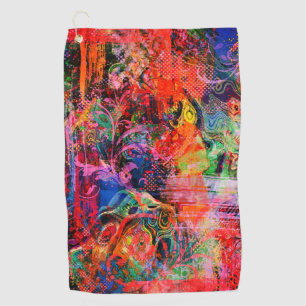 Red Floral Texture Golf Towel