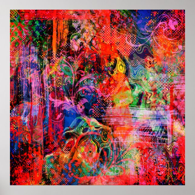 Red Floral Texture  Poster (Front)