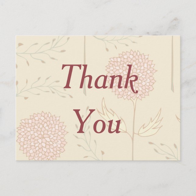 Red Floral Thank You Postcard (Front)