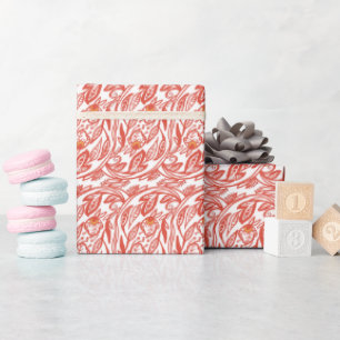 Red Floral Toile Wrapping Paper