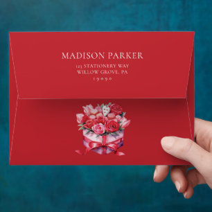 Red Floral Valentine Envelope