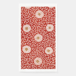 Red Floral Vibrant Ornate Classic Pattern Napkin