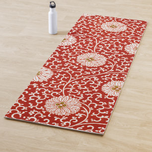 Red Floral Vibrant Ornate Classic Pattern Yoga Mat