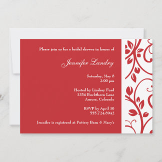 Red Floral Vine Bridal Shower Invitation