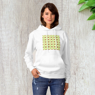 Red Floral Vine Pattern on Light Green Hoodie