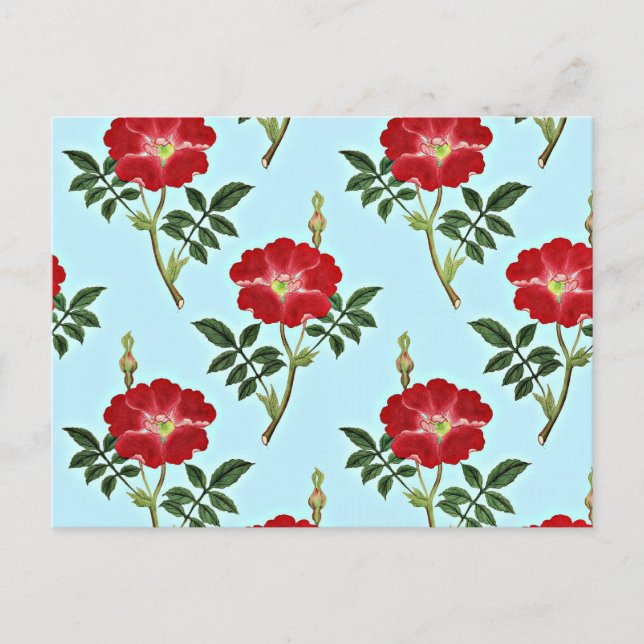 Red floral vintage pattern postcard (Front)
