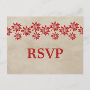 Red Floral Vintage RSVP Postcard