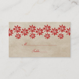 Red Floral Vintage Wedding Place Card