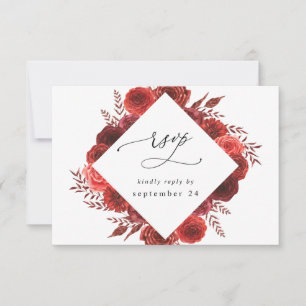 Red Floral w Meal RSVP 2 Card