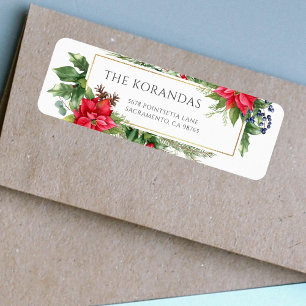 Red Floral Watercolor Christmas Holiday