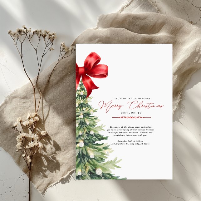 Red Floral Watercolor Christmas Party Invitation (Creator Uploaded)