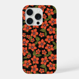 Red floral watercolor iPhone 15 pro case