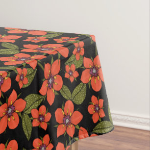 Red floral watercolor tablecloth