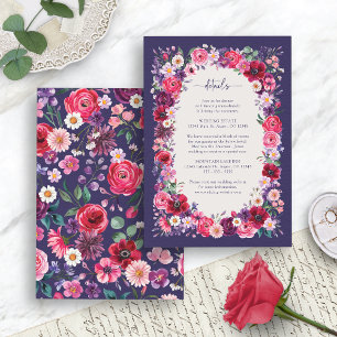 Red Floral Wedding Details Enclosure Card