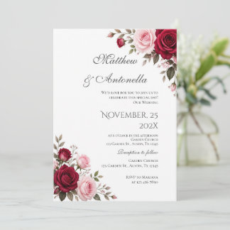 Red Floral Wedding Invitation