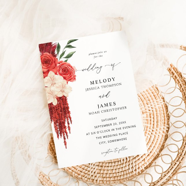 Red Floral Wedding Invitation (Creator Uploaded)