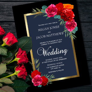 Red Floral Wedding Invitation