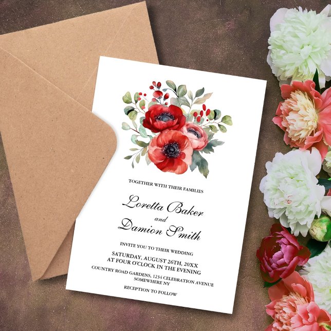 Red Floral Wedding Invitation (Creator Uploaded)