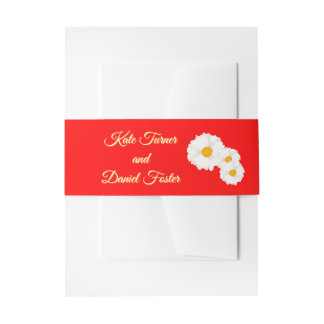 Red Floral Wedding Invitation Belly Band