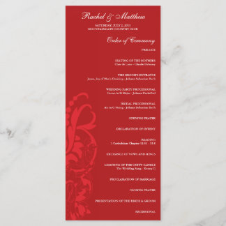 Red Floral Wedding Program Programme
