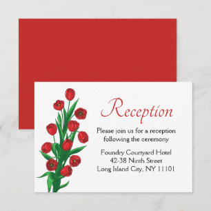 Red Floral Wedding Reception Tulip Spring Flowers Invitation