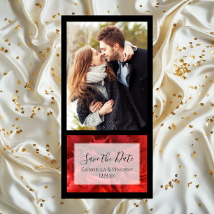 Red Floral Wedding Save the Date Announcement
