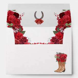 Red Floral Western Charro Invitation Envelope