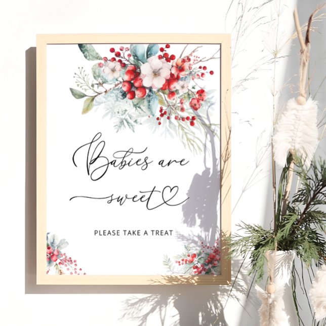 Red Floral Winter Babies are Sweet  Poster (Creator Uploaded)