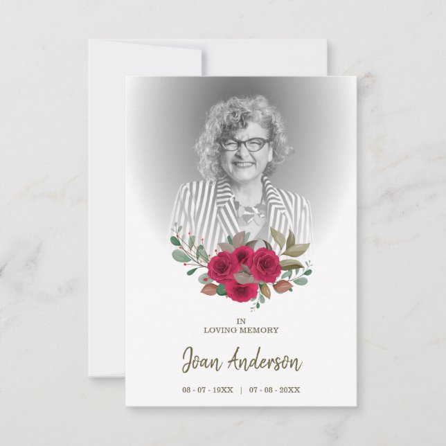 Red Floral Wreath Funeral Invitation Dear Ones (Front)