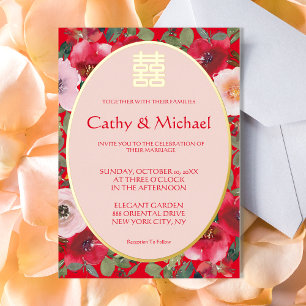 Red floral wreath red flower Chinese wedding