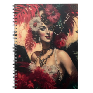 Red Florals and Feathers Notebook