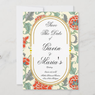 Red Florals with Green Leaves Invitation