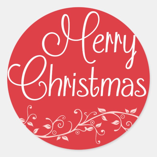 Red Flourish Merry Christmas Sticker (Front)