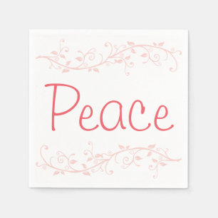 Red Flourish Peace Christmas Party Napkin