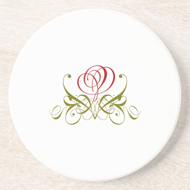 Red Flourish Rose Coaster (Front)