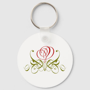 Red Flourish Rose Key Ring