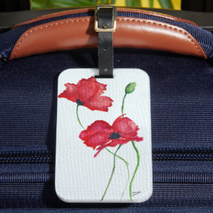 Red Flower Acrylic Luggage Tag