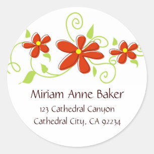 Red Flower Address Labels