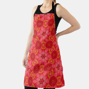 red flower apron