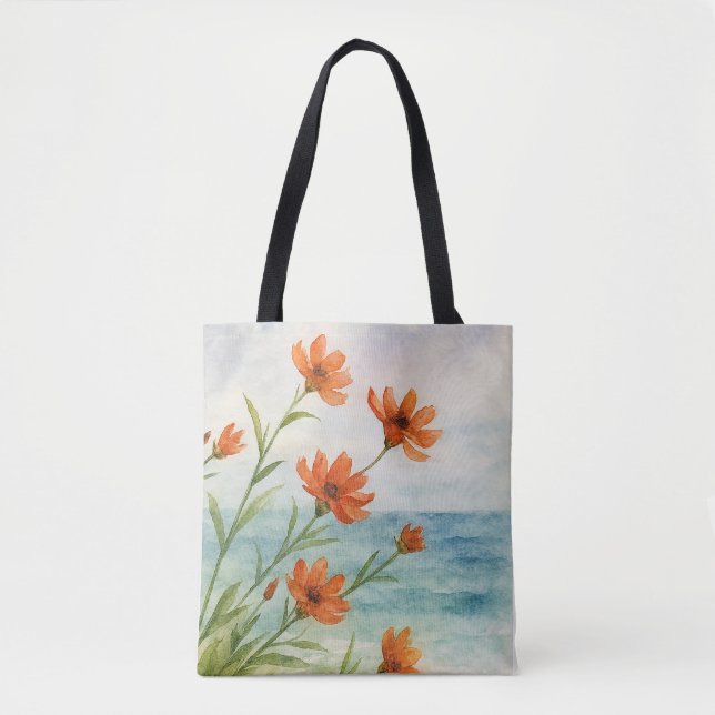 Red flower bag on the beach (Front)