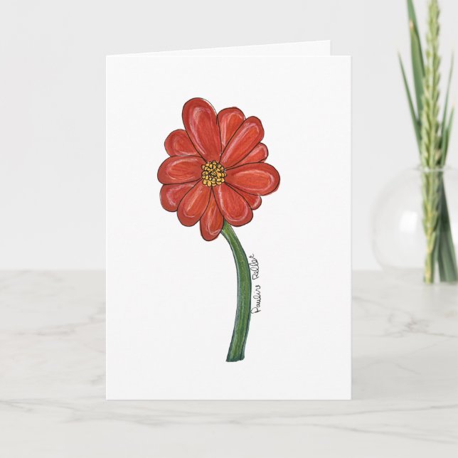Red Flower Blank Card (Front)