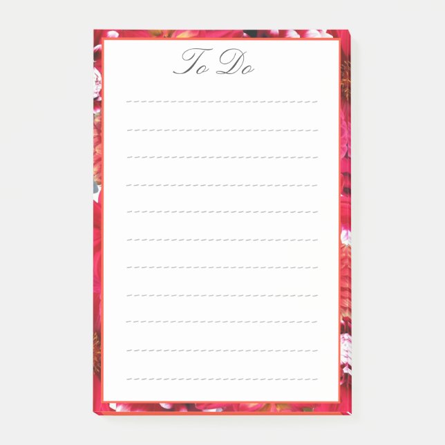 Red Flower Border To Do List Post-it Notes (Front)