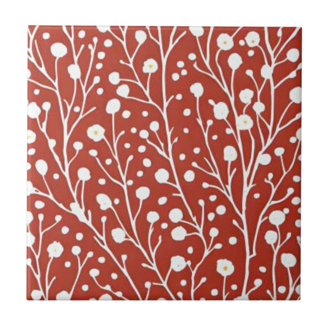 Red flower botanical tile (Front)