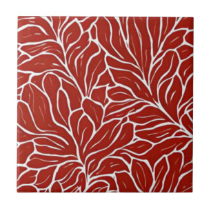 Red flower botanical tile