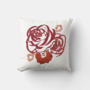 Red Flower Bouquet Painting Cushion